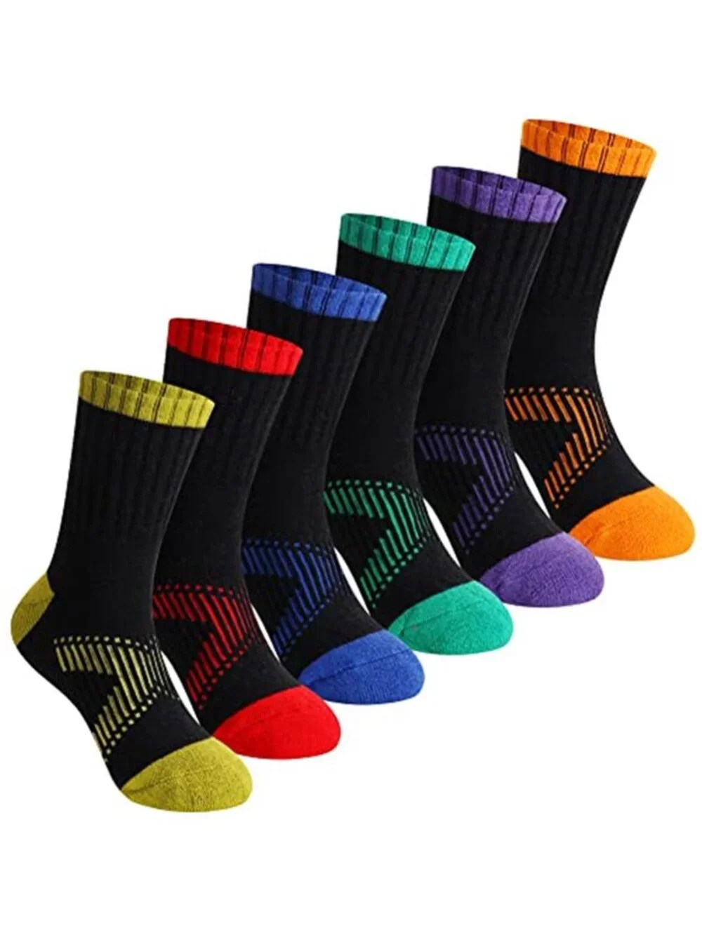 6 Pairs Kids Socks Crew Athletic Half Cushioned Cotton Sport Breathable Socks